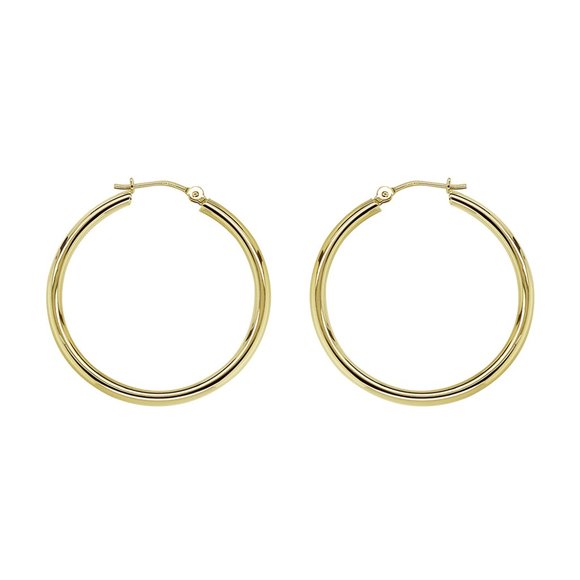 Classy Hoop Earrings 14K Yellow Gold - Picture 2 of 4